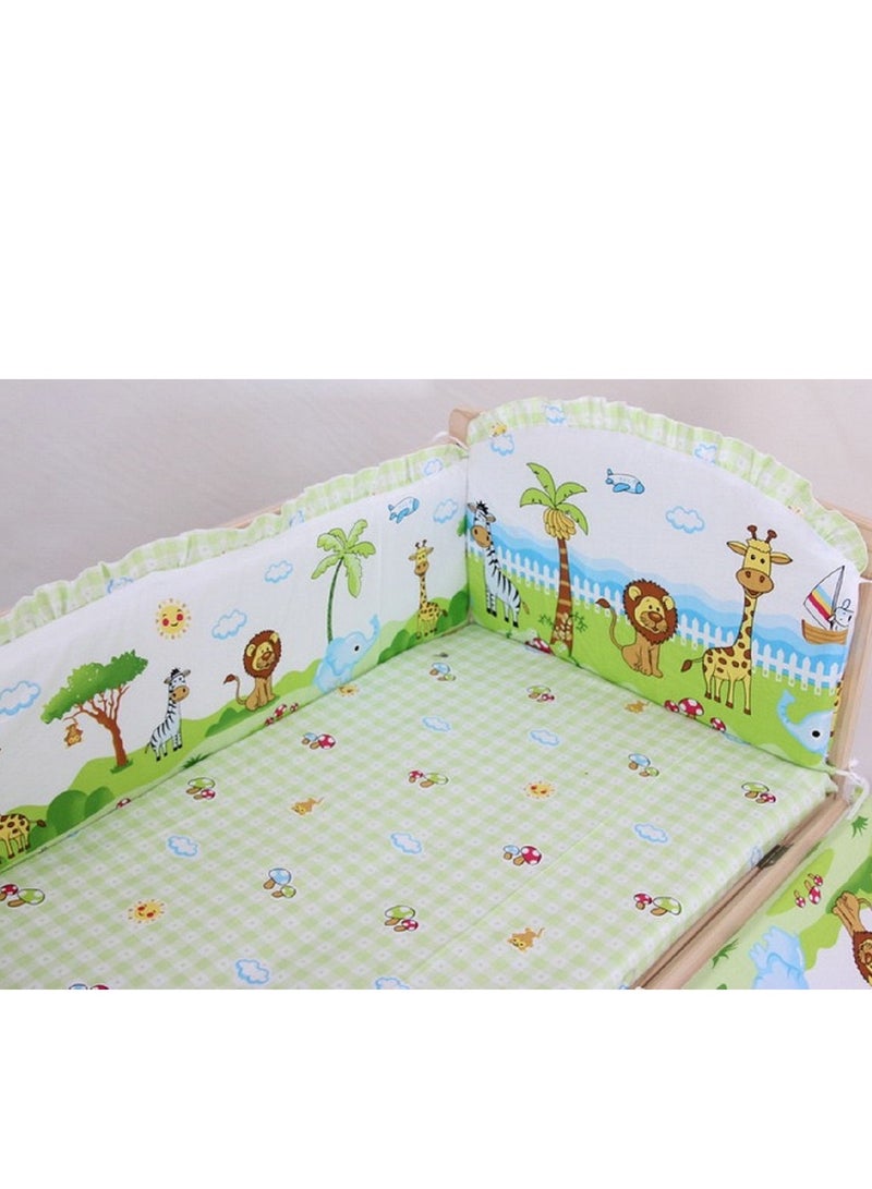 Removable And Washable 6 Pieces Set Animals Printed Cotton Crib Bumper Protector For Newborn