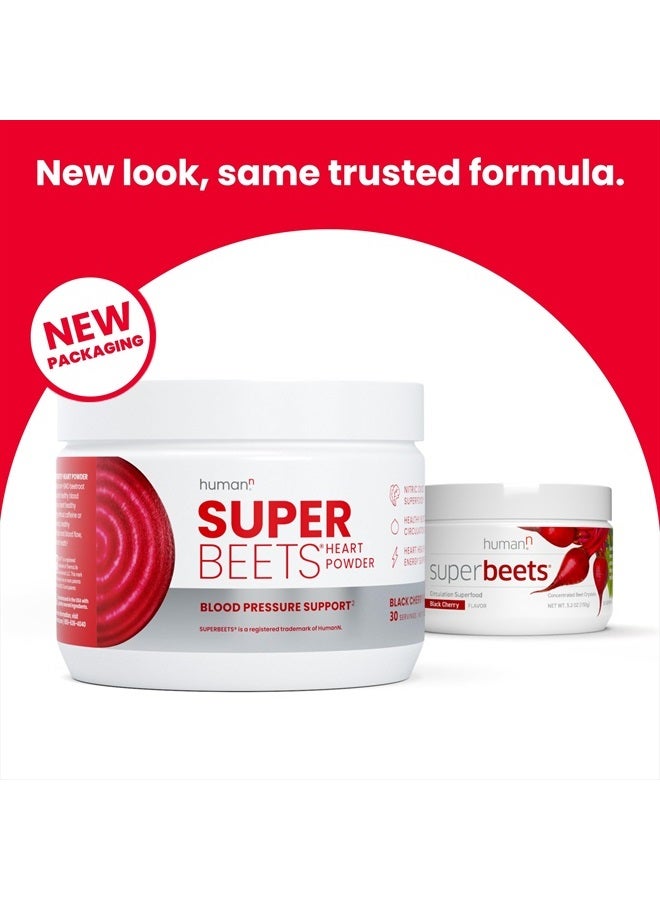 HumanN SuperBeets Beetroot Powder - Nitric Oxide Boost for Blood Pressure, Circulation & Heart Health Support - Non-GMO Superfood Supplement - Black Cherry Flavor, 30 Servings