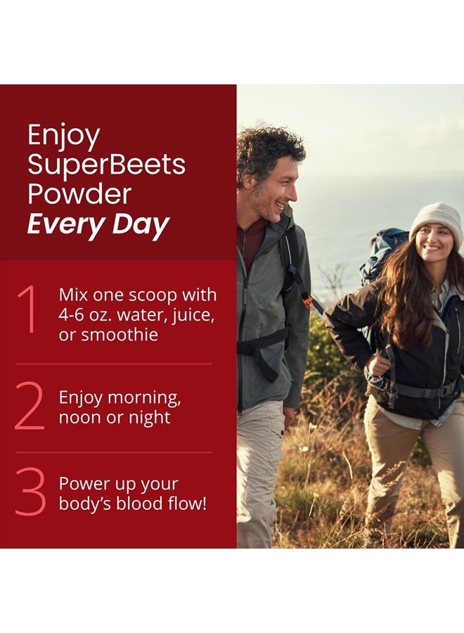 HumanN SuperBeets Beetroot Powder - Nitric Oxide Boost for Blood Pressure, Circulation & Heart Health Support - Non-GMO Superfood Supplement - Black Cherry Flavor, 30 Servings