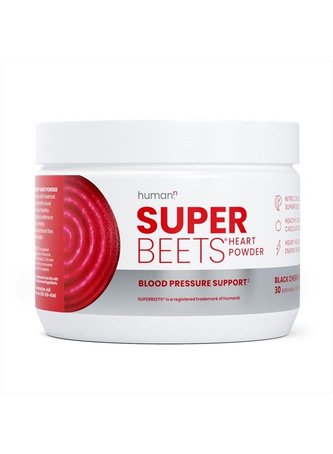 HumanN SuperBeets Beetroot Powder - Nitric Oxide Boost for Blood Pressure, Circulation & Heart Health Support - Non-GMO Superfood Supplement - Black Cherry Flavor, 30 Servings