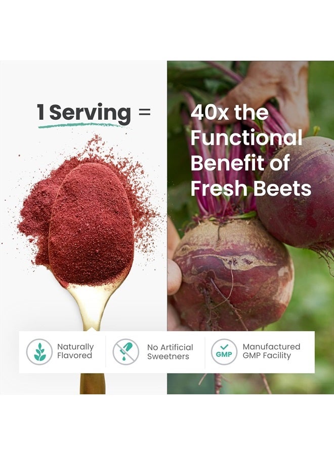HumanN SuperBeets Beetroot Powder - Nitric Oxide Boost for Blood Pressure, Circulation & Heart Health Support - Non-GMO Superfood Supplement - Black Cherry Flavor, 30 Servings