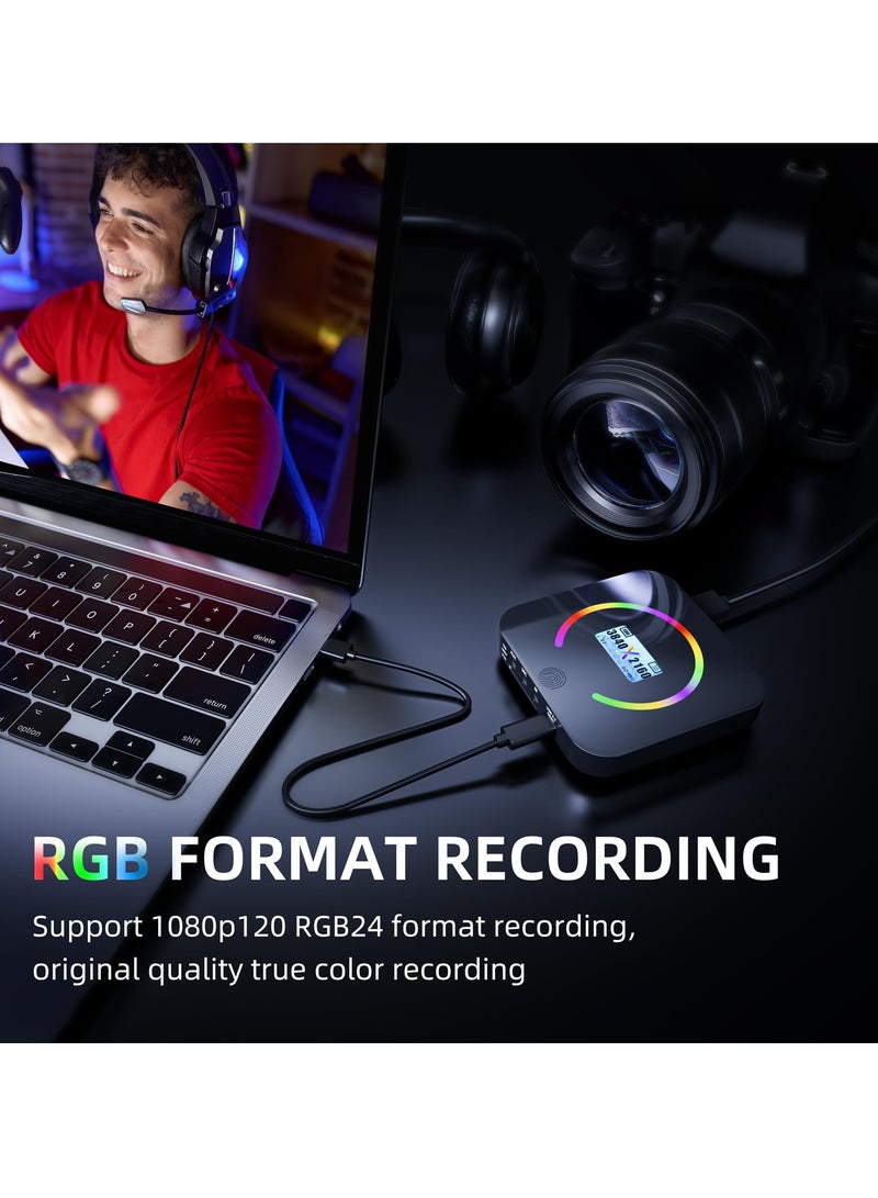 4K60 Game Video Capture Card, USB 3.2 Flagship Level 1080P 240 FPS & HDR VRR Passthrough, Near-Zero Latency, Plug & Play, Record & Perfect Match with Switch/PS5/Xbox/OBS/DSLR/PC