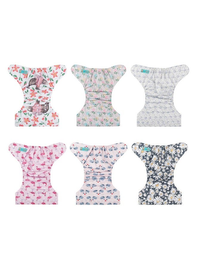 Cloth Diaper One Size Adjustable Washable Reusable For Baby Girls And Boys 6 Pack With 12 Inserts 6Dm61