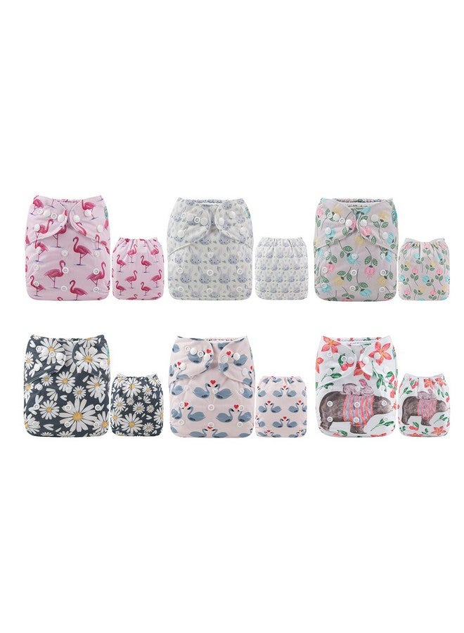 Cloth Diaper One Size Adjustable Washable Reusable For Baby Girls And Boys 6 Pack With 12 Inserts 6Dm61