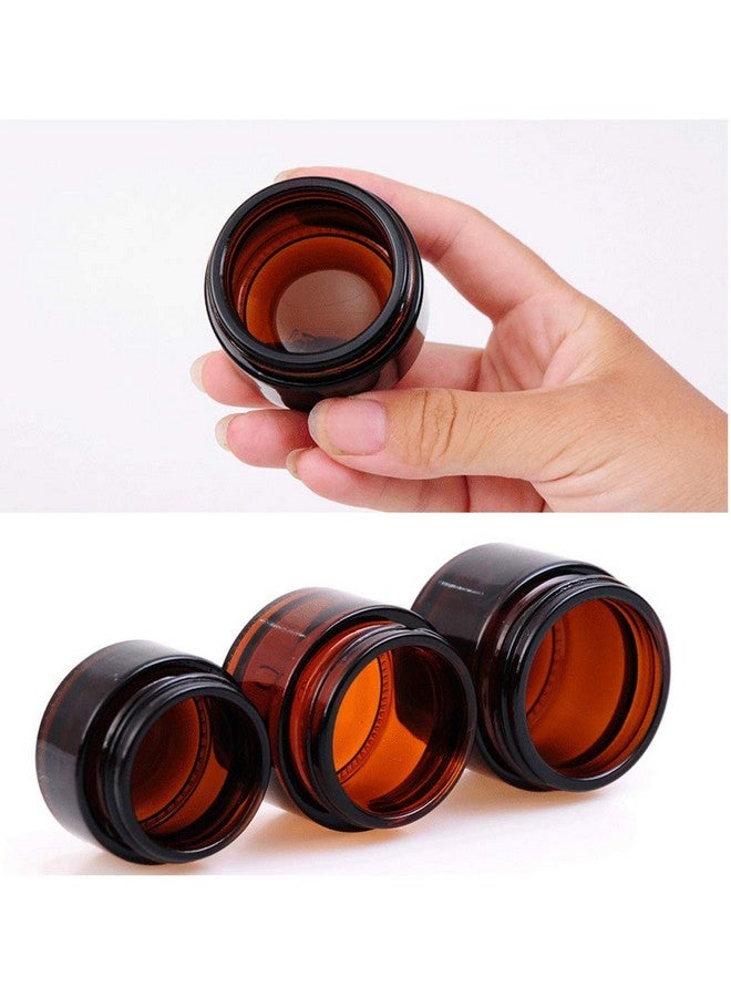 3Pcs 30Ml1Oz Amber Glass Empty Refillable Cosmetic Jars With Black Cap And Liner Facial Cream Lotion Cases Boxes Pots Tins Containers Dispense Sample Bottle For Cosmetic Cream Balm Storage