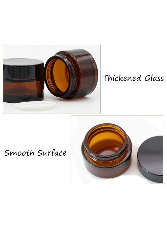 3Pcs 30Ml1Oz Amber Glass Empty Refillable Cosmetic Jars With Black Cap And Liner Facial Cream Lotion Cases Boxes Pots Tins Containers Dispense Sample Bottle For Cosmetic Cream Balm Storage