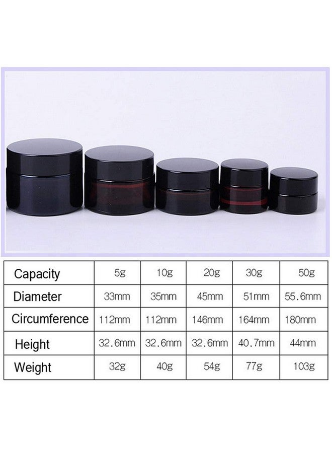 3Pcs 30Ml1Oz Amber Glass Empty Refillable Cosmetic Jars With Black Cap And Liner Facial Cream Lotion Cases Boxes Pots Tins Containers Dispense Sample Bottle For Cosmetic Cream Balm Storage