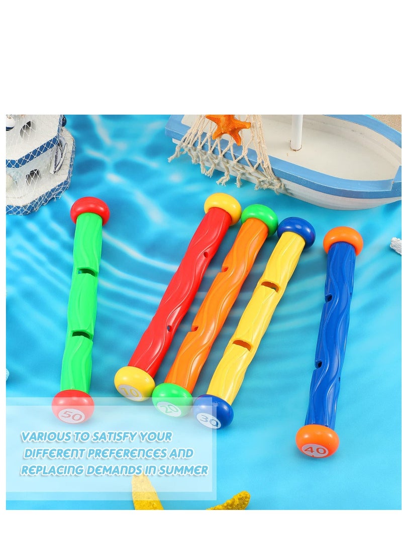 Diving Toys, 10 Pieces Underwater Play Sticks Colorful Swimming Pool Toys for Kids