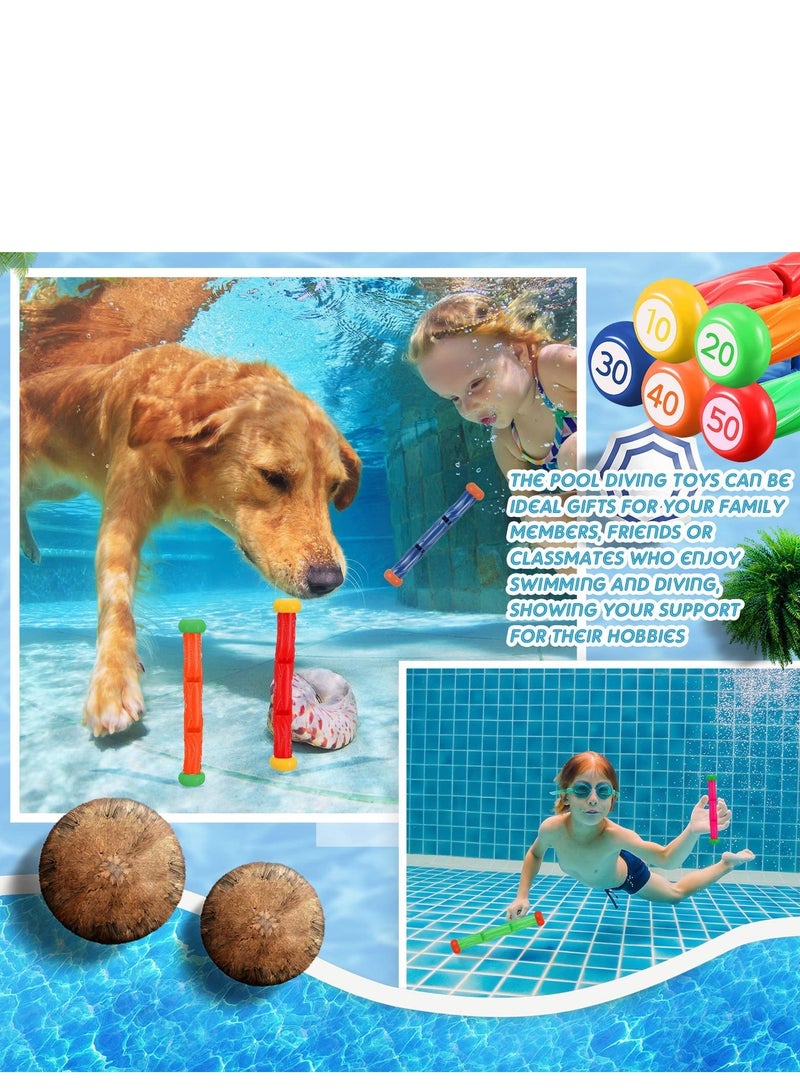 Diving Toys, 10 Pieces Underwater Play Sticks Colorful Swimming Pool Toys for Kids