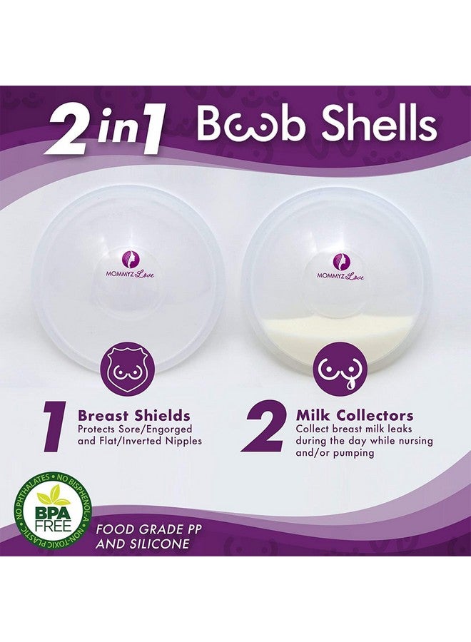 Breast Shell & Milk Catcher For Breastfeeding Relief (2 In 1) Protect Cracked Sore Engorged Nipples & Collect Breast Milk Leaks During The Day While Nursing Or Pumping (2 Pack)