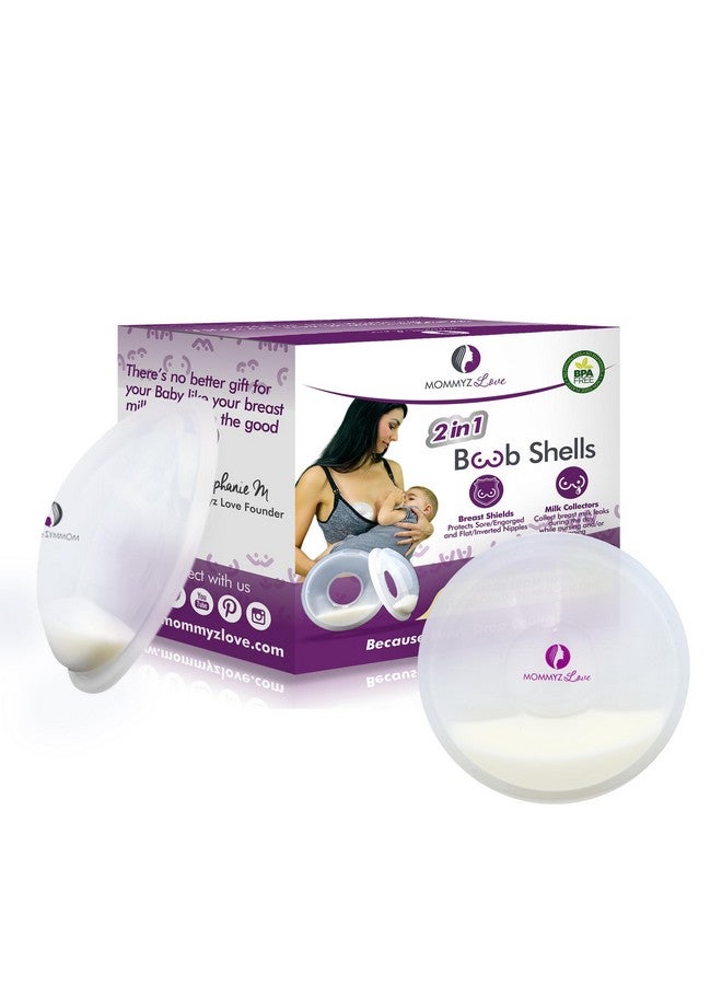 Breast Shell & Milk Catcher For Breastfeeding Relief (2 In 1) Protect Cracked Sore Engorged Nipples & Collect Breast Milk Leaks During The Day While Nursing Or Pumping (2 Pack)