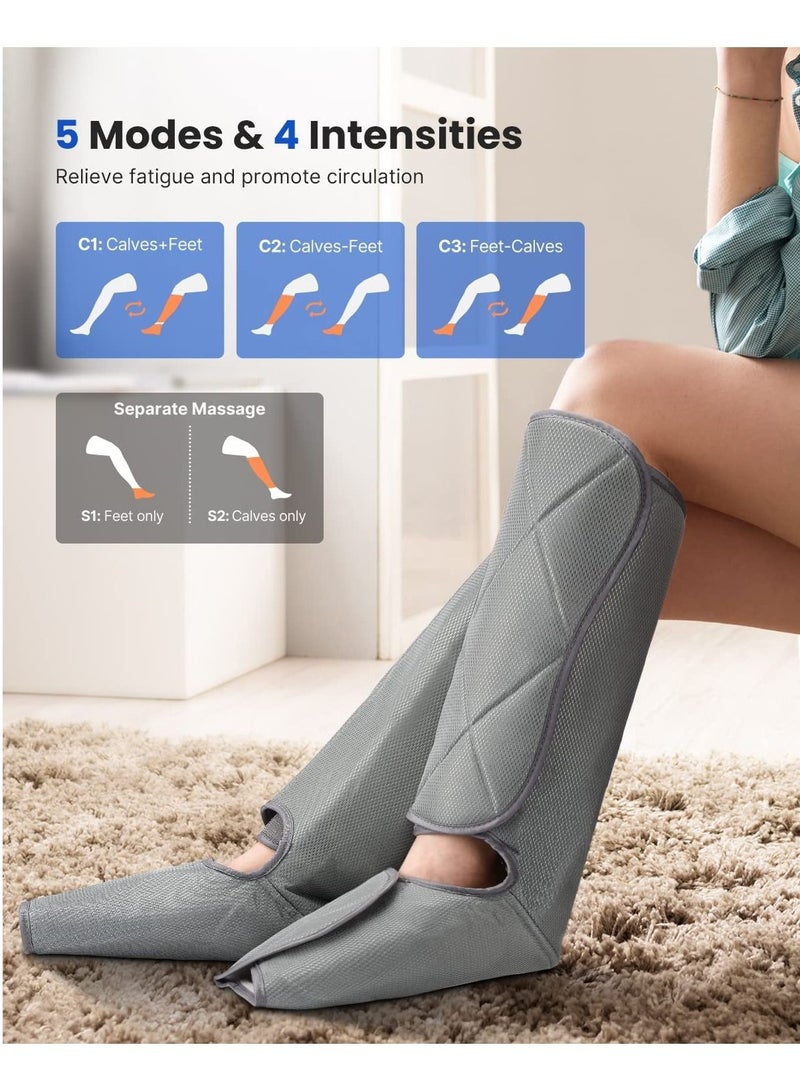 RENPHO Leg Massager for Circulation and Relaxation Foot and Calf Massager Machine with 5 Modes 4 Intensities Gift for Women Men Dad Mom Over Wide Size Leg Wraps Home Use