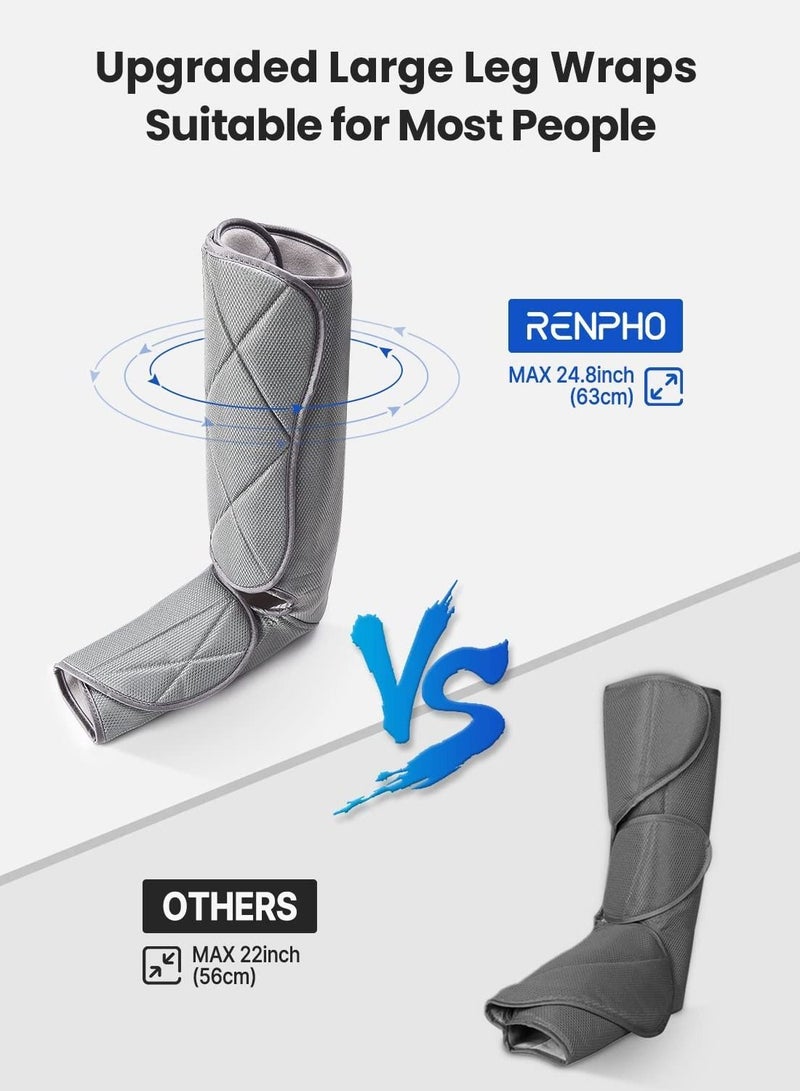 RENPHO Leg Massager for Circulation and Relaxation Foot and Calf Massager Machine with 5 Modes 4 Intensities Gift for Women Men Dad Mom Over Wide Size Leg Wraps Home Use