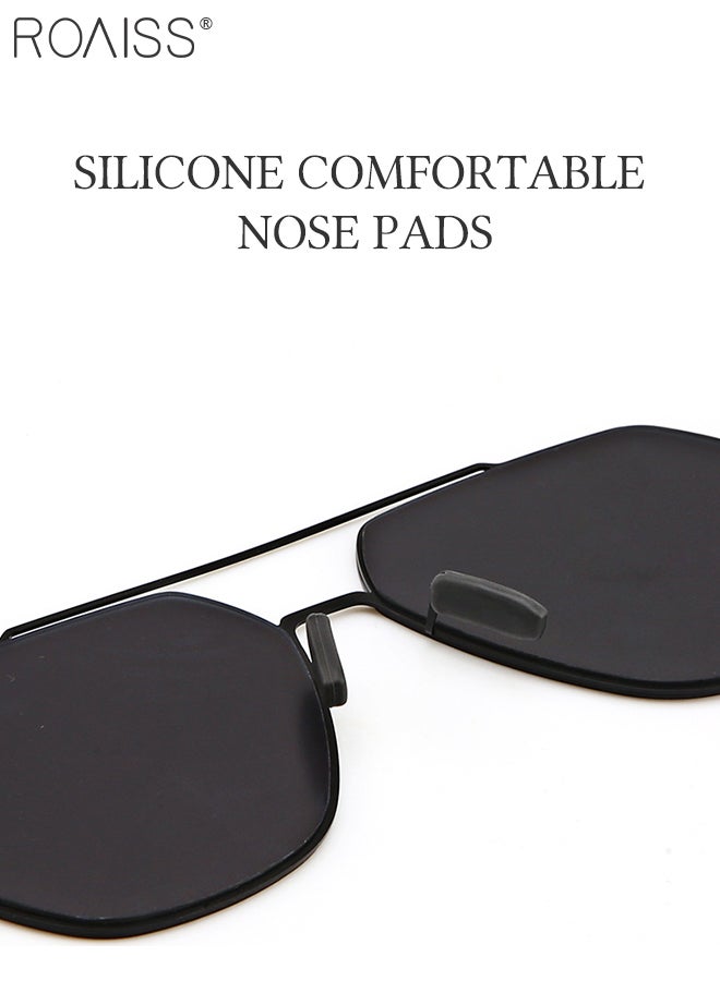 Men's Square Sunglasses, UV400 Protection Sun Glasses with Ultralight Metal Frame and Titanium Temple, Fashion Anti-Glare Sun Shades for Men Driving, Fishing, Traveling, Black