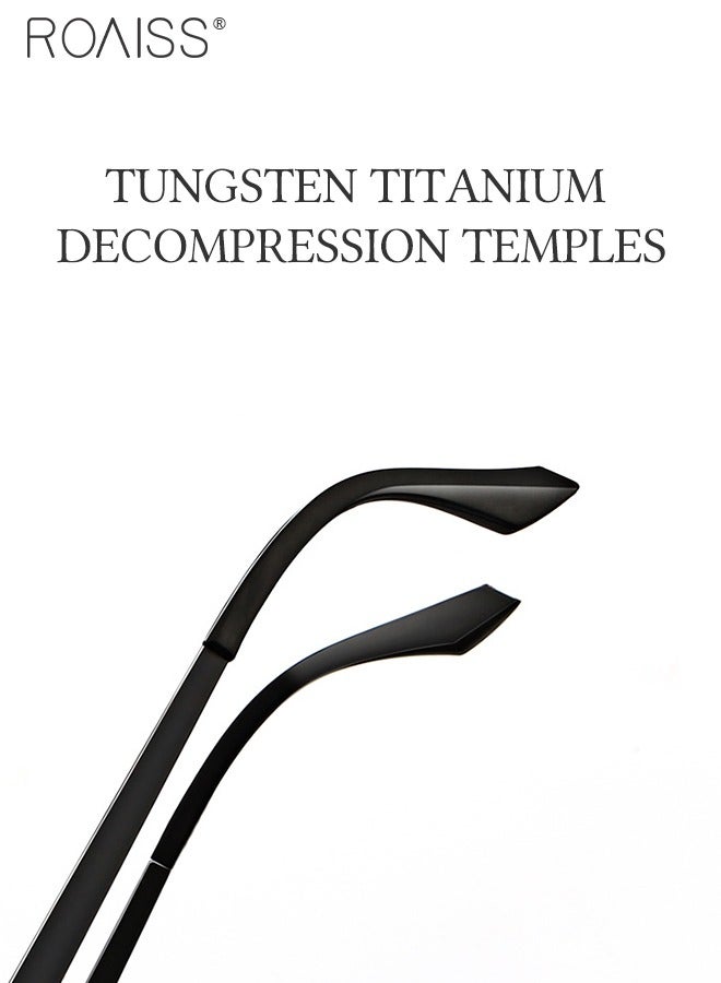 Men's Square Sunglasses, UV400 Protection Sun Glasses with Ultralight Metal Frame and Titanium Temple, Fashion Anti-Glare Sun Shades for Men Driving, Fishing, Traveling, Black