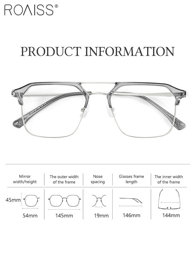 Blue Light Blocking Glasses Blue Light Filter Computer Reading Gaming TV Phones Browline Frame Eyeglasses Fashion Anti Eyestrain Headache Eyewear for Women Men Gray Silver