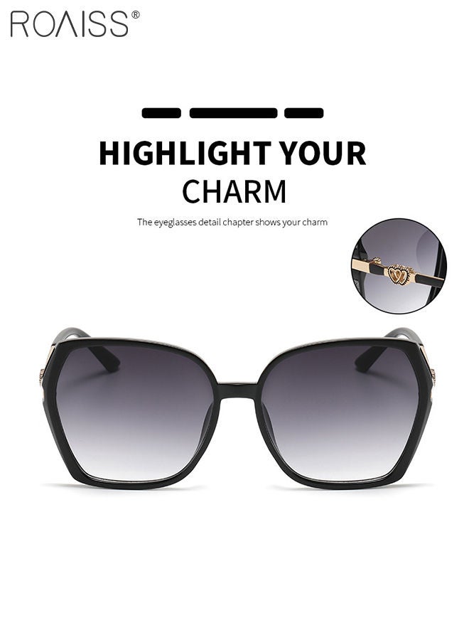 Women's Square Sunglasses, UV400 Protection Sun Glasses with Sequin Side Design, Fashion Anti-glare Sun Shades for Women with Glasses Case, 54mm