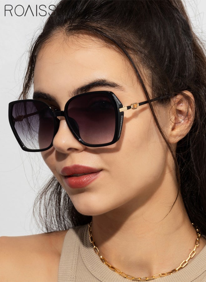 Women's Square Sunglasses, UV400 Protection Sun Glasses with Sequin Side Design, Fashion Anti-glare Sun Shades for Women with Glasses Case, 54mm