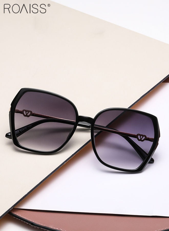 Women's Square Sunglasses, UV400 Protection Sun Glasses with Sequin Side Design, Fashion Anti-glare Sun Shades for Women with Glasses Case, 54mm