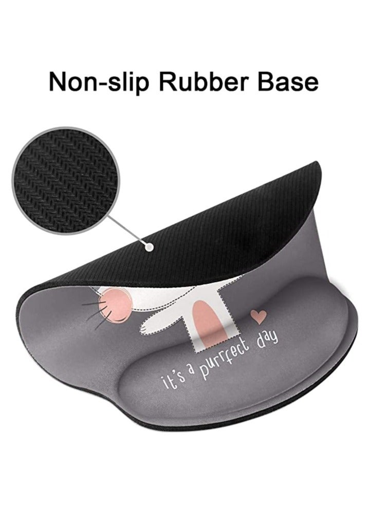 Ergonomic Mouse Pad with Wrist Support Non-Slip Rubber Base Mousepad for Home Office Gaming Working Computers Laptop Easy Typing Pain Relief Memory Foam Rebound (lovely Cat)