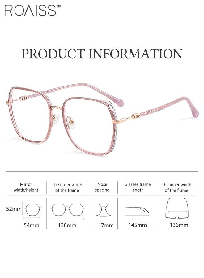 Women's Blue Light Blocking Glasses Blue Light Filter Computer Reading Gaming TV Phones Oversized Eyeglasses Fashion Anti Eyestrain Headache Eyewear, Transparent Light Purple