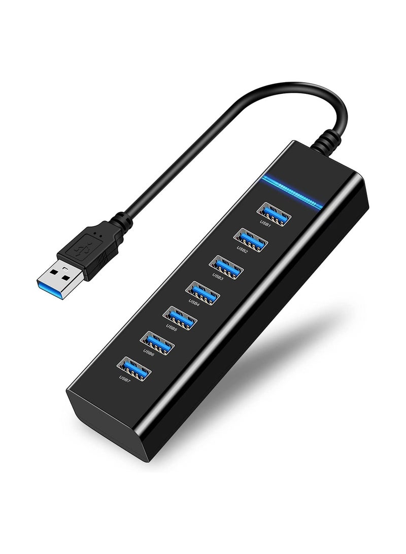 USB Hub 7 Port USB 3.0 Hub LED Portable High-Speed Compatible for iMac Pro MacBook Air Mac Mini/Pro Surface Pro PC and Laptop Notebook Computer High-speed Expansion Multi-interface Hub