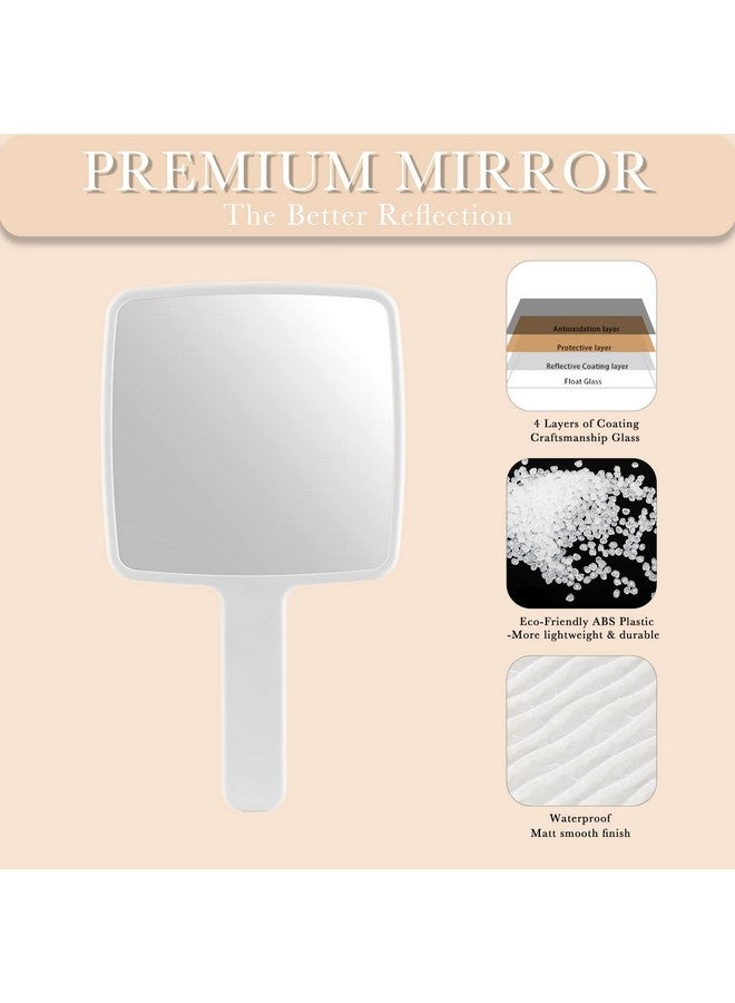 Hand Mirror Handheld Mirror With Handle For Makeup Portable Cute Hand Held Mirror For Shaving Travel Men & Women(White)