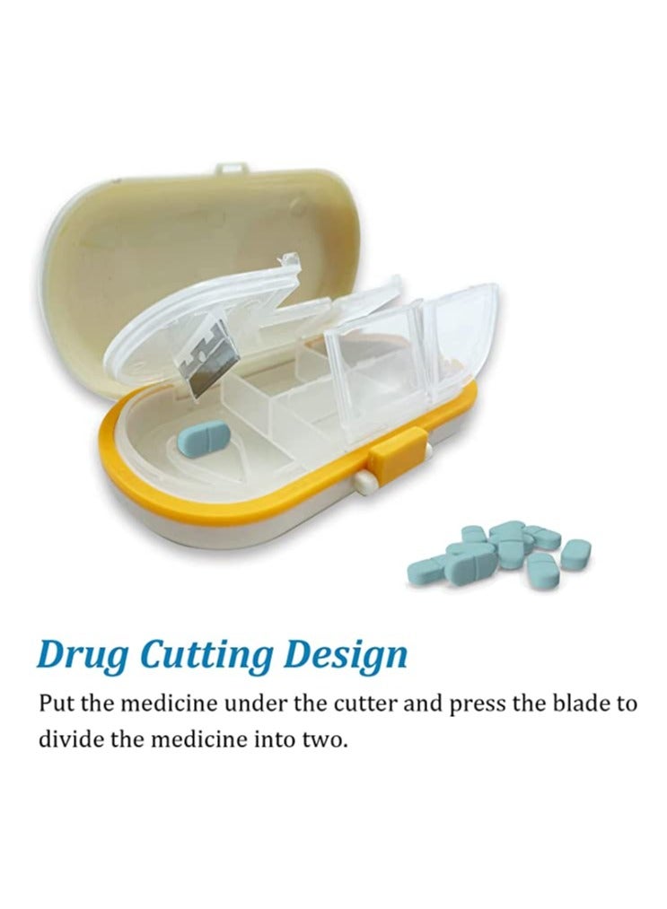 Travel Pill Organizer 2pcs Portable Small Weekly Pill Case Pocket Pill Box Dispenser for Vitamin Fish Oil Compartments Container Medicine Box Travel 7 Days Large Capacity Pill Storage Box