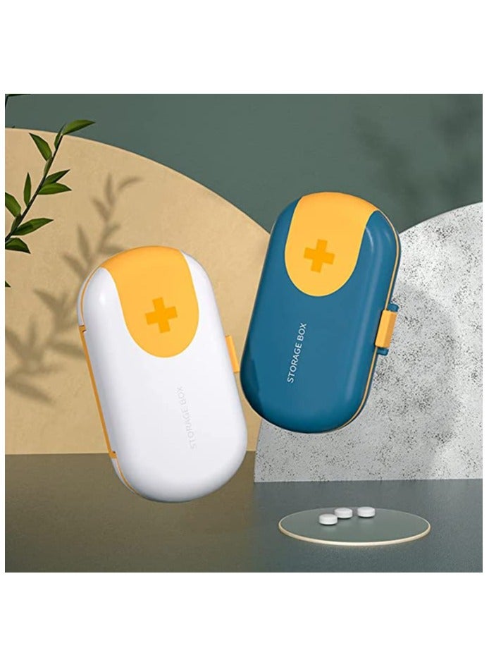 Travel Pill Organizer 2pcs Portable Small Weekly Pill Case Pocket Pill Box Dispenser for Vitamin Fish Oil Compartments Container Medicine Box Travel 7 Days Large Capacity Pill Storage Box