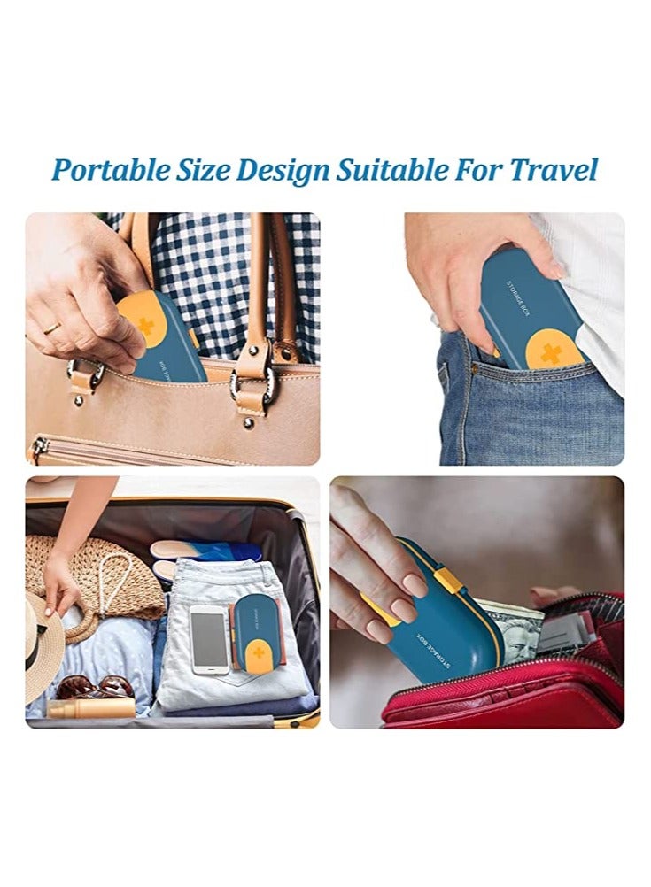 Travel Pill Organizer 2pcs Portable Small Weekly Pill Case Pocket Pill Box Dispenser for Vitamin Fish Oil Compartments Container Medicine Box Travel 7 Days Large Capacity Pill Storage Box
