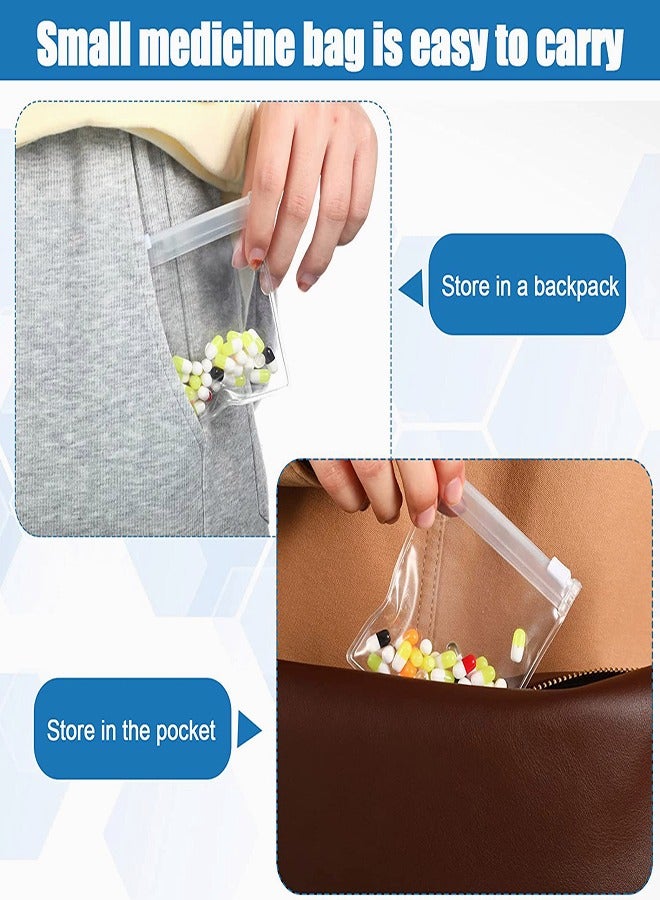 Pill Pouch Bags Zippered Pill Pouch Reusable Pill Baggies Clear Plastic Pill Bags Self Sealing Travel Medicine Organizer Storage with Slide Lock for Cod Liver Oil Pills and Small Items 24Pcs