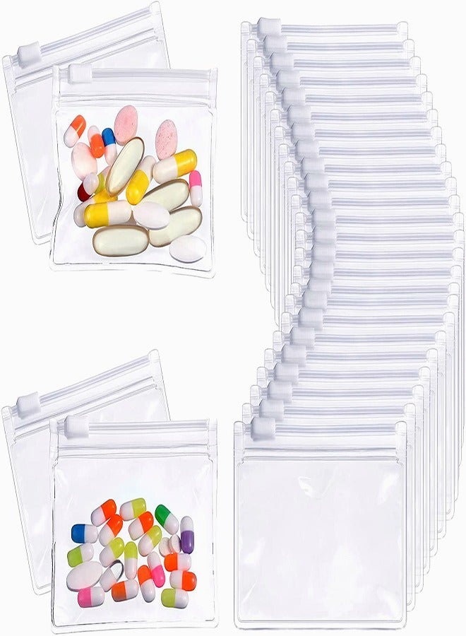 Pill Pouch Bags Zippered Pill Pouch Reusable Pill Baggies Clear Plastic Pill Bags Self Sealing Travel Medicine Organizer Storage with Slide Lock for Cod Liver Oil Pills and Small Items 24Pcs