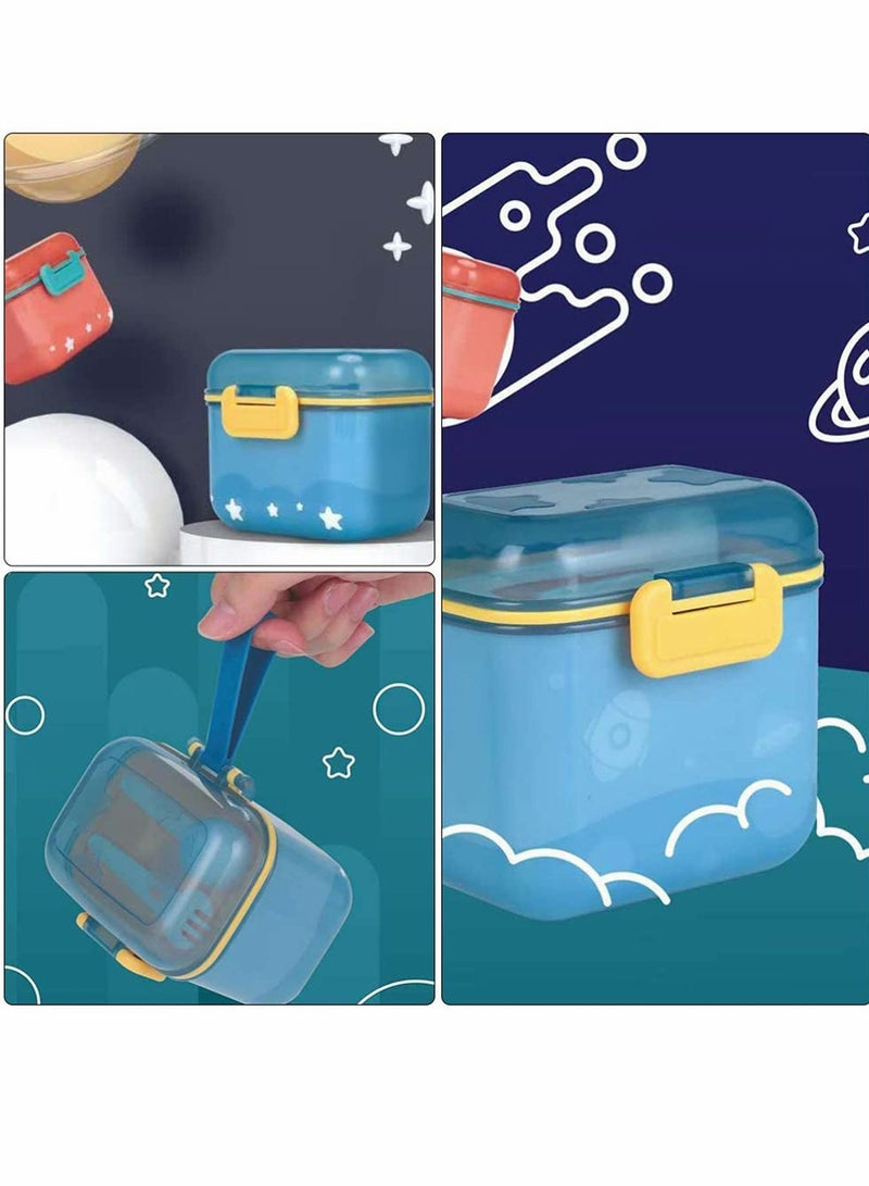 Baby Formula Dispenser Portable Milk Powder Dispenser Container Box Travel Baby Food Storage with Scoop and Carry Handle for Infant Travel Outdoor Activities BPA Free lovely (Blue)