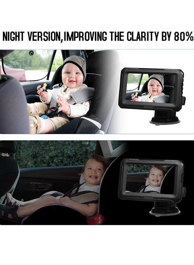 Baby Car Mirror - 4.3'' IPS Screen HD Night Vision Function Display, Safety Car Seat Mirror Camera Monitored Mirror With Wide Crystal Clear View