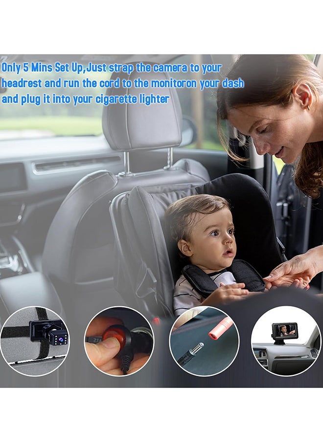 Baby Car Mirror - 4.3'' IPS Screen HD Night Vision Function Display, Safety Car Seat Mirror Camera Monitored Mirror With Wide Crystal Clear View