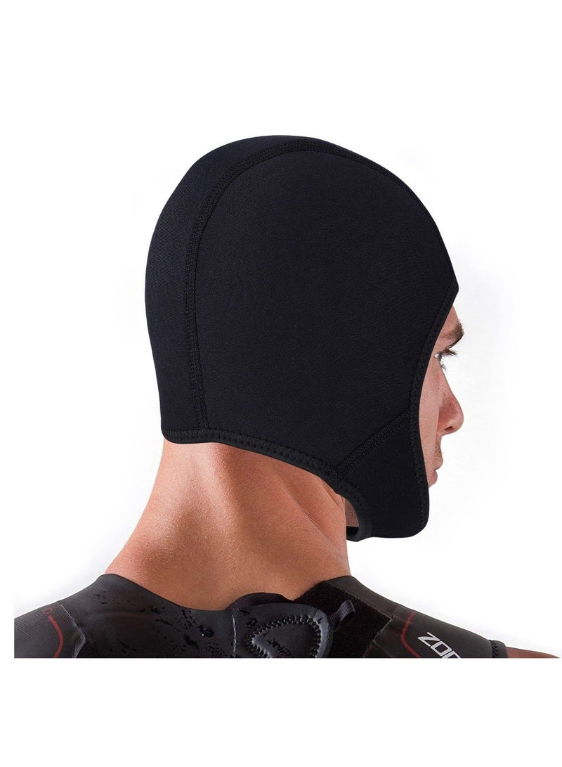 Diving Hood, 2.5mm Neoprene Hood Surf Cap, Stretchable Cap with Chin Strap, Dive Surfing Thermal for Kayaking Snorkeling Swimming Sailing Canoeing Water Sports