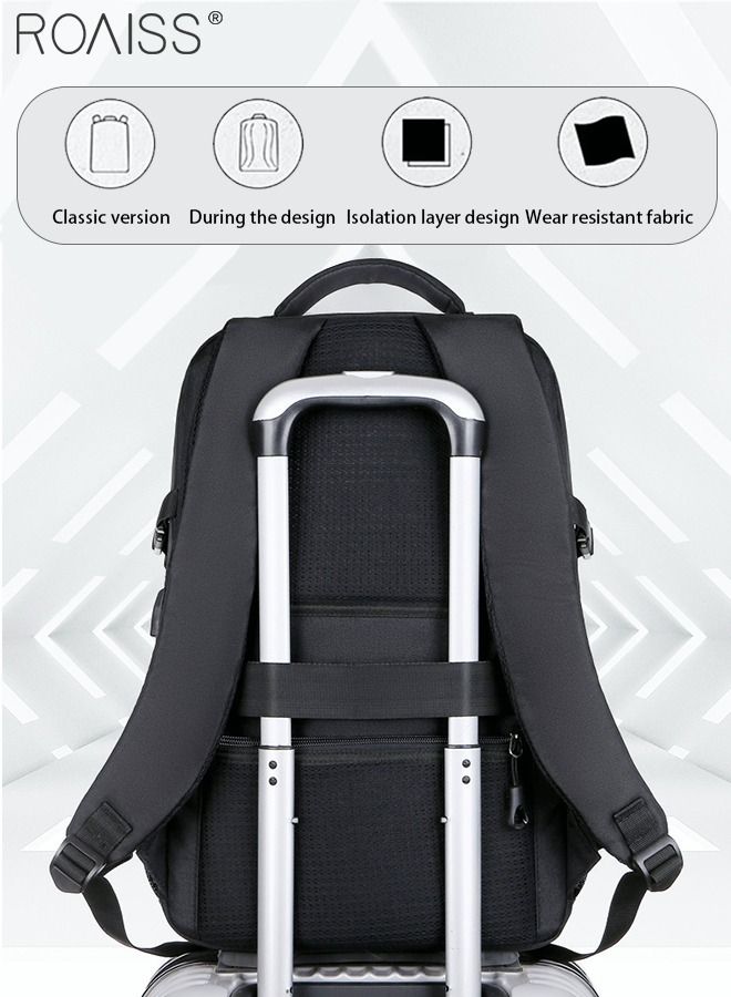 Business Backpack with USB Charging Port and Headphone Plug Waterproof Travel Backpack College School Bag Computer Backpack for Men Women Fits 17 Inch Notebook