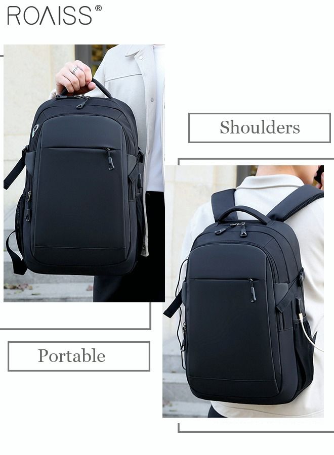 Business Backpack with USB Charging Port and Headphone Plug Waterproof Travel Backpack College School Bag Computer Backpack for Men Women Fits 17 Inch Notebook