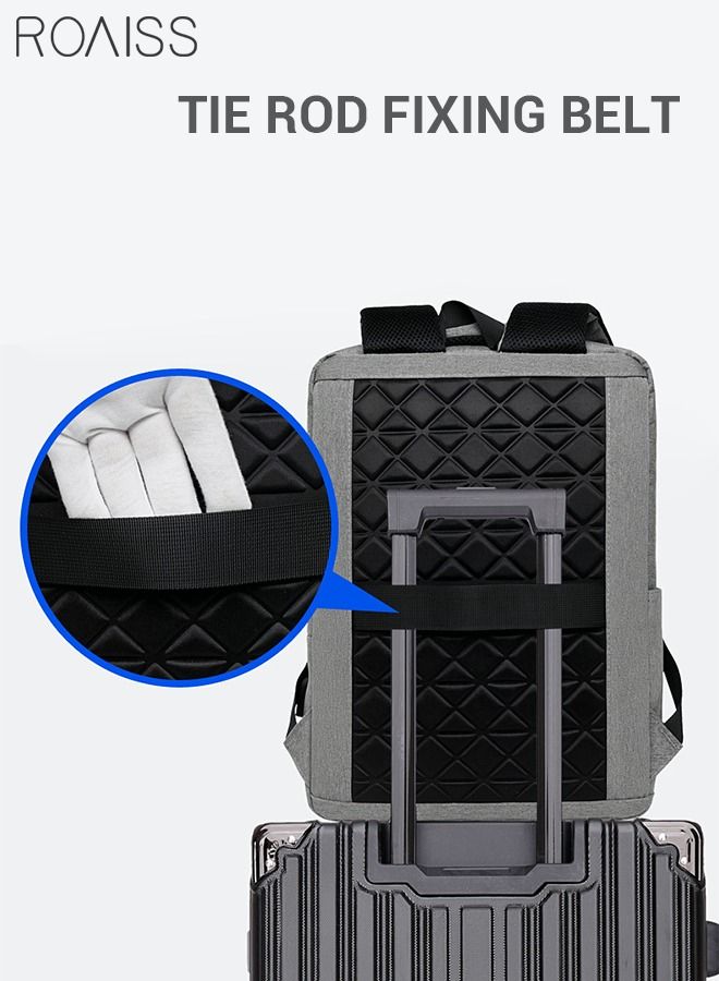 Multifunction Waterproof Backpack with USB Port Colorblock Waterproof Oxford School Bag for Men Work Travel Flight Business Commuter 15.6