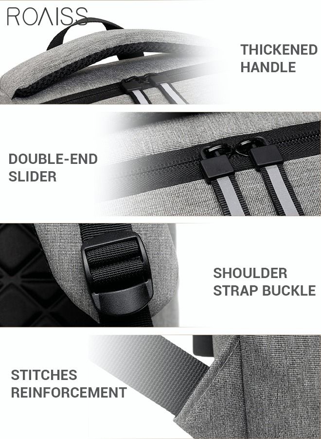 Multifunction Waterproof Backpack with USB Port Colorblock Waterproof Oxford School Bag for Men Work Travel Flight Business Commuter 15.6