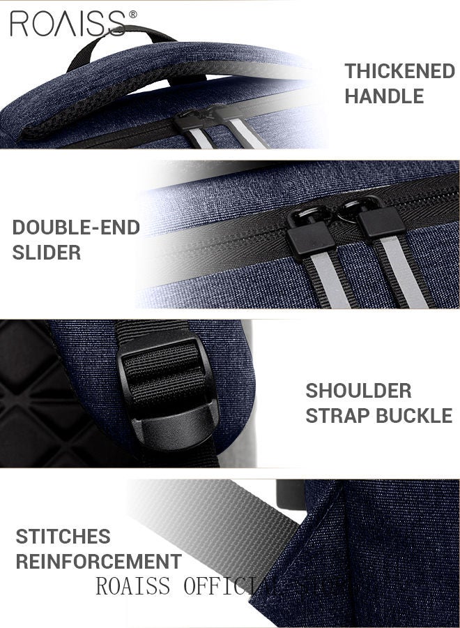 Multifunction Waterproof Backpack with USB Port Colorblock Waterproof Oxford School Bag for Men Work Travel Flight Business Commuter 15.6