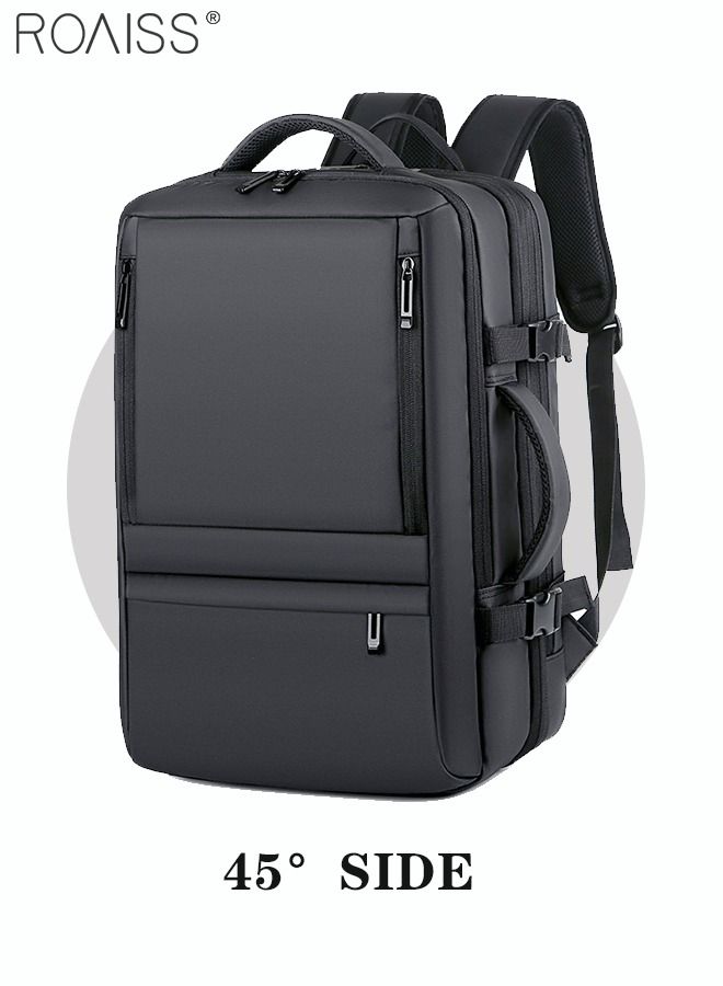 Scalable Large Capacity Laptop Backpack Business Backpack College Waterproof Travel Backpack Suitable for 17 Inch Laptops for Men and Women with USB Charger Black