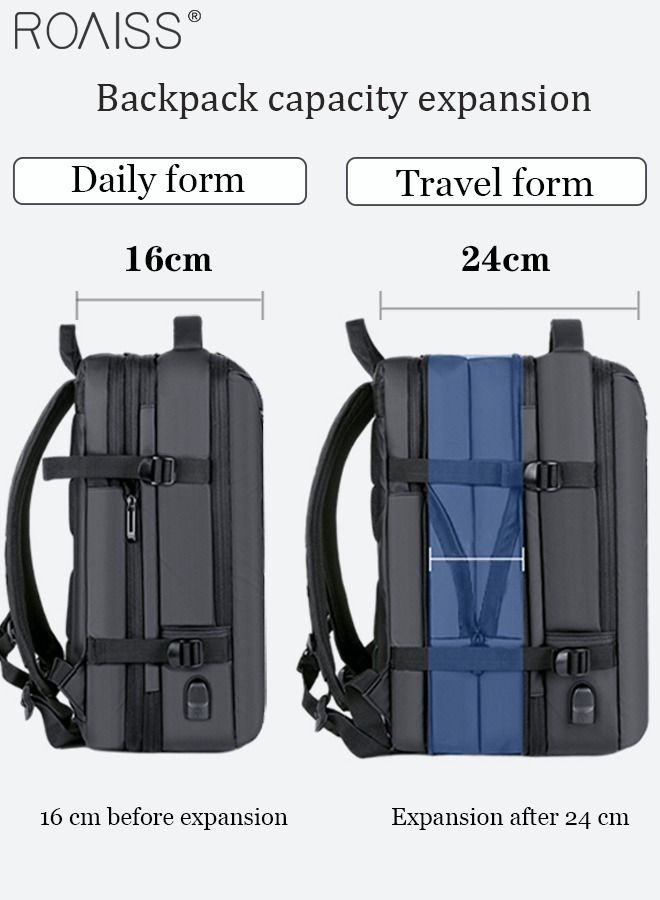 Scalable Large Capacity Laptop Backpack Business Backpack College Waterproof Travel Backpack Suitable for 17 Inch Laptops for Men and Women with USB Charger Black