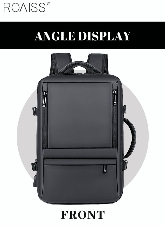 Scalable Large Capacity Laptop Backpack Business Backpack College Waterproof Travel Backpack Suitable for 17 Inch Laptops for Men and Women with USB Charger Black