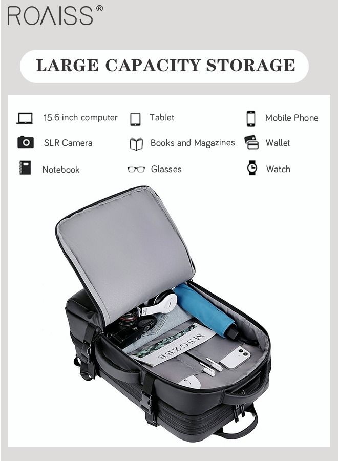 Scalable Large Capacity Laptop Backpack Business Backpack College Waterproof Travel Backpack Suitable for 17 Inch Laptops for Men and Women with USB Charger Black