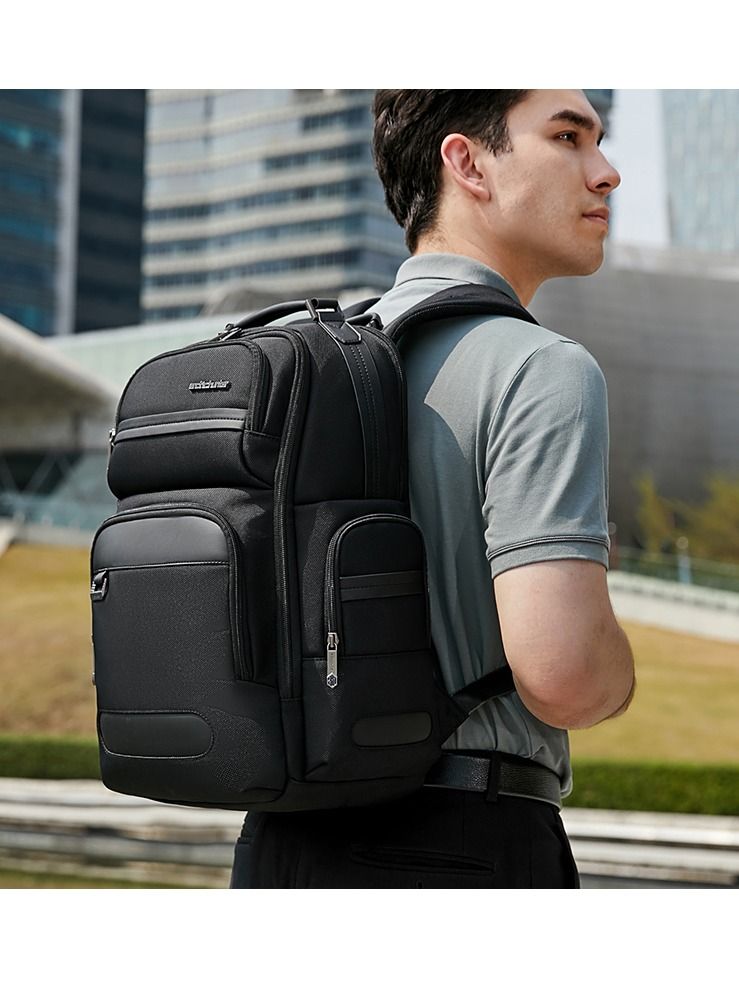 Large Business Travel Laptop Backpack Wear Resistant Durable Trip Bag with Independent Laptop and Tablet Computer Compartment B00492 Black