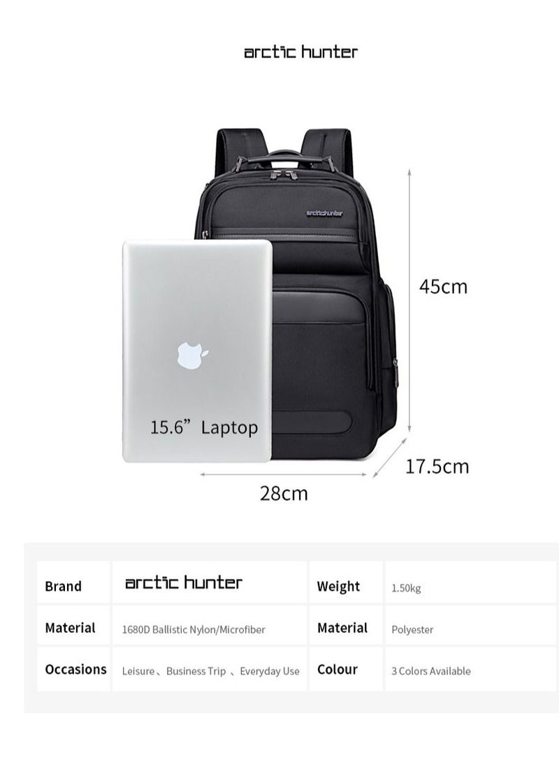 Large Business Travel Laptop Backpack Wear Resistant Durable Trip Bag with Independent Laptop and Tablet Computer Compartment B00492 Black