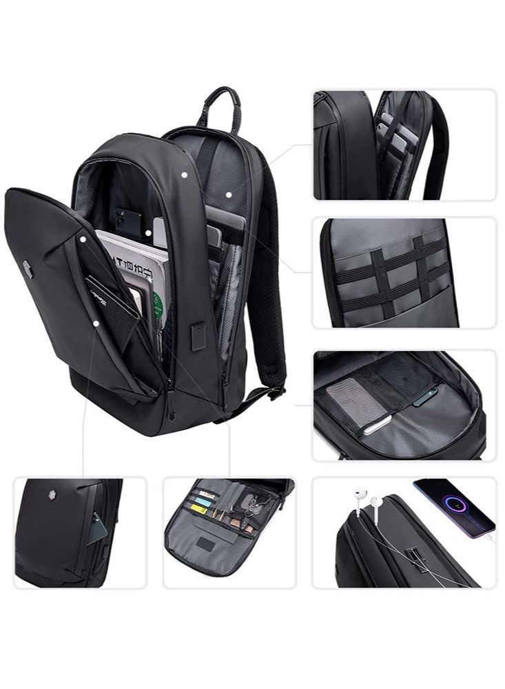 Casual Travel Computer Bag, School Backpack with Laptop Compartment for Men and Women, Black