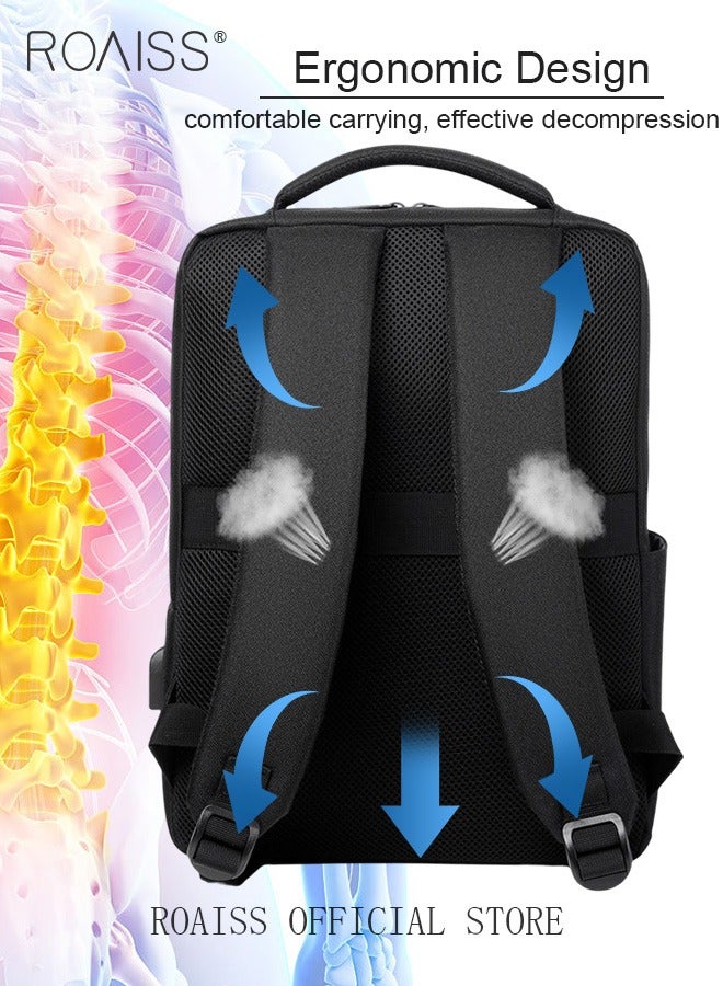 Oxford Backpack Men's 15.6-inch Large Capacity Outdoor Travel Laptop Backpack Leisure Business Commuting Bag Waterproof Laptop Computer Bag for Daily Use Student Travel with USB Charge Port