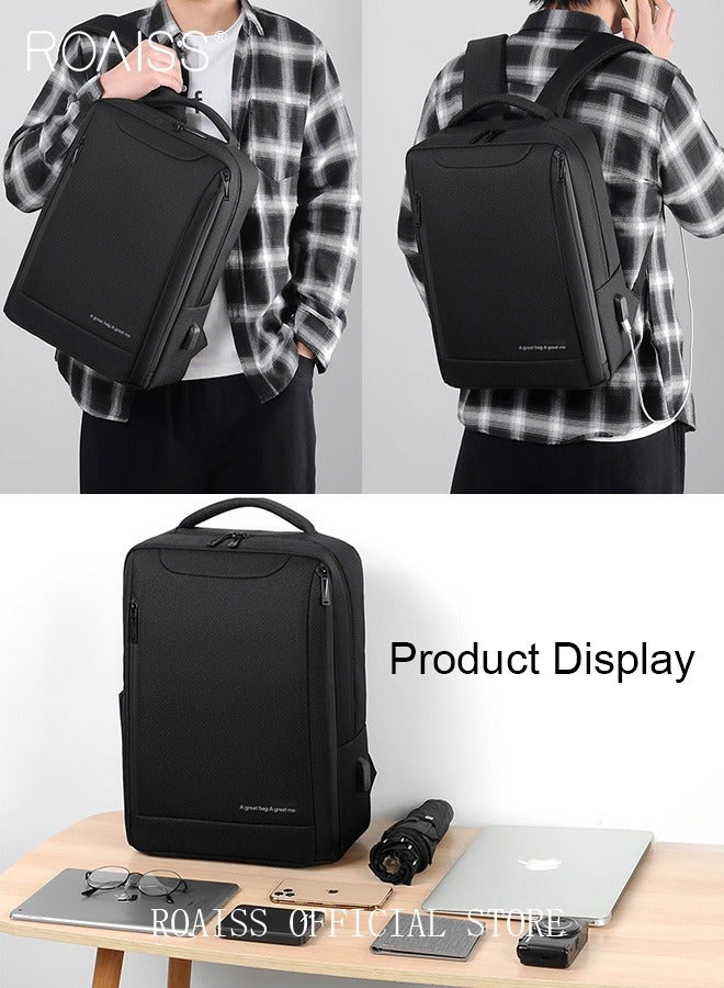 Oxford Backpack Men's 15.6-inch Large Capacity Outdoor Travel Laptop Backpack Leisure Business Commuting Bag Waterproof Laptop Computer Bag for Daily Use Student Travel with USB Charge Port